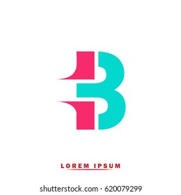 Letter B Elegant typographic blue and pink