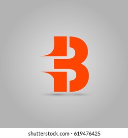 Letter B Elegant typographic orange