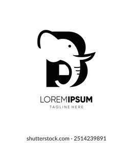 Letter B Elephant Logo Design Vector Icon Graphic Emblem Illustration Symbol