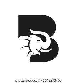 Letra B Elephant Logo Design. Modelo de vetor de símbolo de elefante mínimo