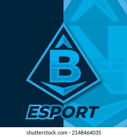 Letter B esport logo, triangle esport logo design template, badge esport logo illustration vector