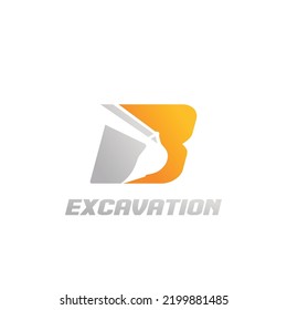 Letter B excavator logo concept template vector.