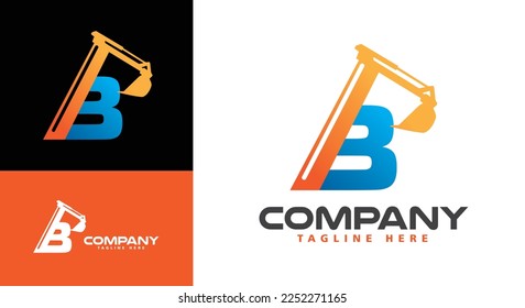Letter B Excavator Logo for construction company