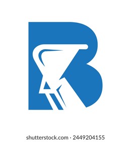 Letter B Excavator Logo for Construction Company. Excavator Machine Symbol