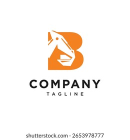 Letra B escavadora ícone de ícone de logotipo vetor