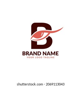 letter B with eye vector logo design for fashion brand, beauty optic, and makeup artist