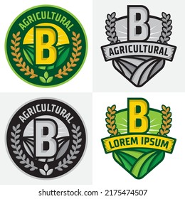 Letter B Farm Logo Badges Vintage Stock Vector (Royalty Free ...