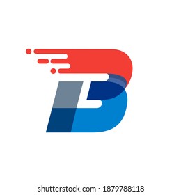 Letter B fast speed motion logo. Oblique font with red line for sportswear labels, delivery poster, racing identity, taxi cards etc.