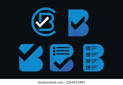 Letter B favicon set Checklist B letter blue color vector template.