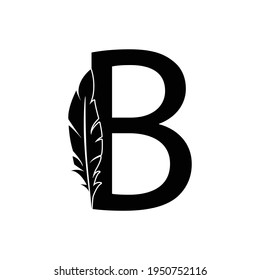  letter B. feather letters. Vintage ornament initial Alphabet. Logo vector  