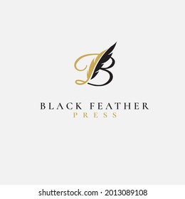 letter b letter b with feather pen elegant letter B logo