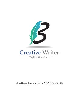 Letter B with feather template design, concept design creative symbol