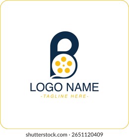 Letra B e design de logotipo de rolo de filme para produção de vídeo 