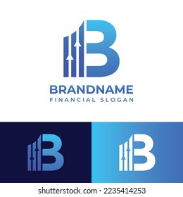 Letter B Financial Chart Logo, suitable for any business related to Financial with B initials.