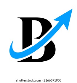 Letter B Financial Logo. Marketing And Financial Business Logo. B Financial Logo Template with Marketing Growth Arrow