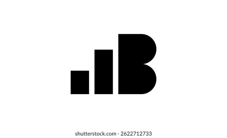 letter B in financial shape, black isolated silhouette
