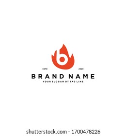 plantilla vectorial del logotipo de incendio de letra B