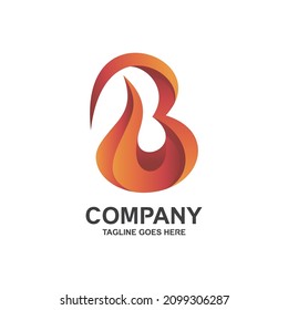 Logo-Design von Buchstabe b mit Feuer, Vektorgrafik