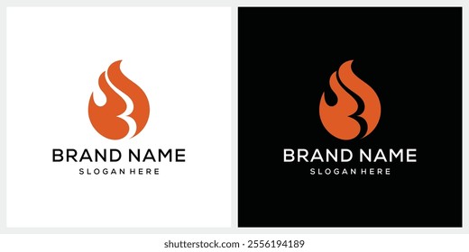 letter B fire logo design graphic vector illustration