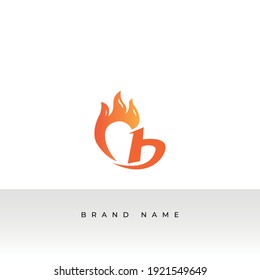 letra b con logotipo de incendio simple y limpio