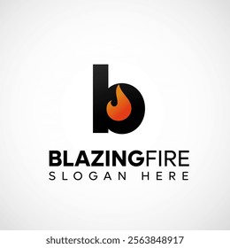 Letter B  fire logo template blazing fire black red orange