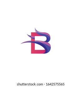 Letter B with fire technology logo design vector template