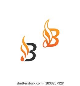 Letra B y ondas de incendio, plantilla de diseño de concepto de icono de logotipo