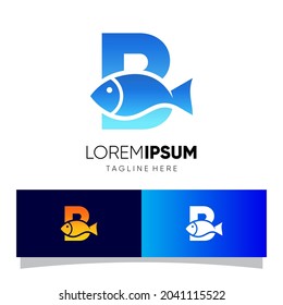 Letter B Fish Logo Design Vector Icon Graphic Emblem Illustration