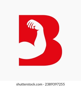 Letter B Fitness Logo Design. Arm Logo Icon Design. Gym Symbol