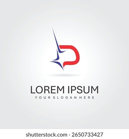 letra B desenho plano logotipo azul e vermelho