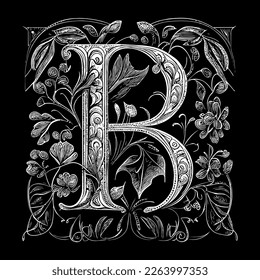 Letter B floral ornament logo is a beautiful and intricate design that features delicate floral elements to create a unique and elegant branding image