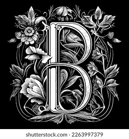 Letter B floral ornament logo is a beautiful and intricate design that features delicate floral elements to create a unique and elegant branding image