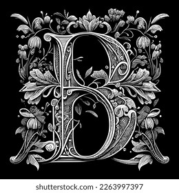 Letter B floral ornament logo is a beautiful and intricate design that features delicate floral elements to create a unique and elegant branding image