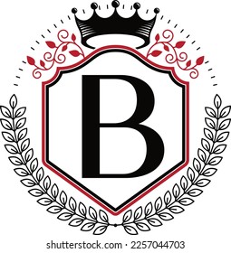Letter B with Floral Shield