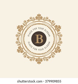 The letter B. Flourishes calligraphic monogram emblem template. Luxury elegant frame ornament line logo design vector illustration. Example designs for Cafe, Hotel, Heraldic, Restaurant, Boutique