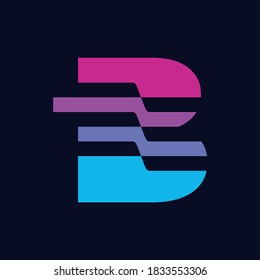 Icono de logotipo de flujo de letra B diseño vectorial, movimiento de velocidad rápida universal, ilustración de símbolo de flujo rápido