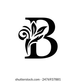 letter B flower alphabet. Beautiful capital letters 