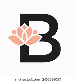 Letter B Flower Concept For Botanic Symbol. Beauty Sign