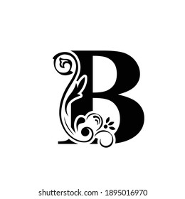 letter B. flower  letters. Vintage ornament initial Alphabet. Logo vector 

