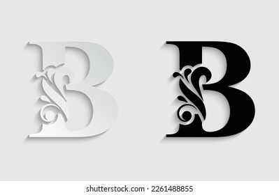 letter B. flower  letters. Vintage ornament initial Alphabet. Logo vector 
