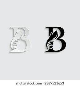 letter B. flower letters. Vintage ornament initial Alphabet. Logo vector	
