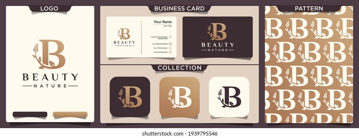 letra B con diseño de logo floral.