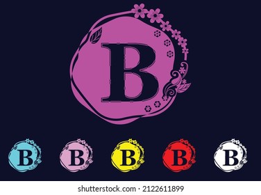 Letter b with flower logo and icon graphic design template