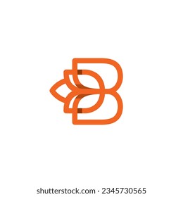 Letter B Flower Nature Logo Design. B Line Icon