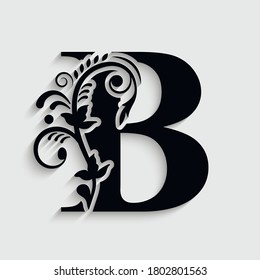 letter B flower  ornament. Vector logo. Monogram alphabet. Beautiful floral capital letters
