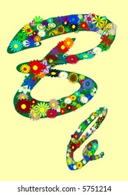 letter b  with flowers
