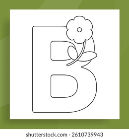 Letter B with Flowers Simple flat Vector Design 