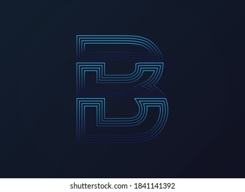 Letter B font, digital technology design, network concept.  Vector illustration

