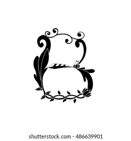 letter B font in floral black and white