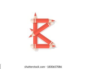 Letter B font made of pencils. Vector design element for logo, banner, posters, card, labels etc. 

